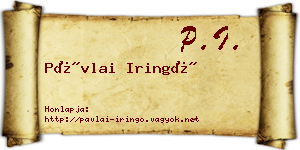 Pávlai Iringó névjegykártya